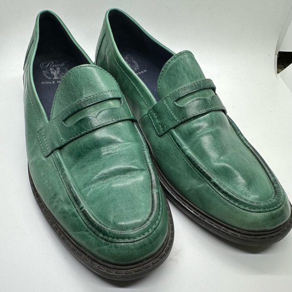 Mens Cole Haan Pinch Maine Classic Green Leather Penny Loafers 10.5B